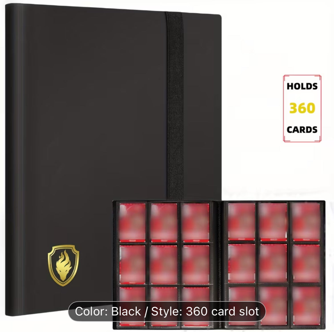 9-Pocket Card Binder, 360-Pocket Trading Card Album Black