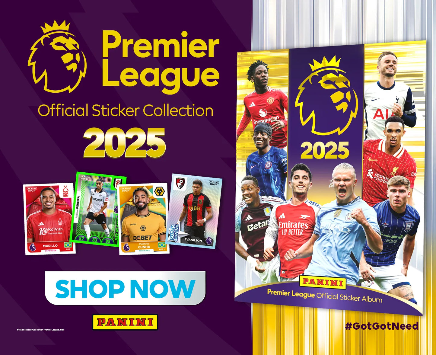 Panini 5 Sticker Packet & Album Starter Pack Football Soccer Premier League 2025