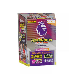 Panini Adrenalyn XL Premier League trading card game blaster box on a white background