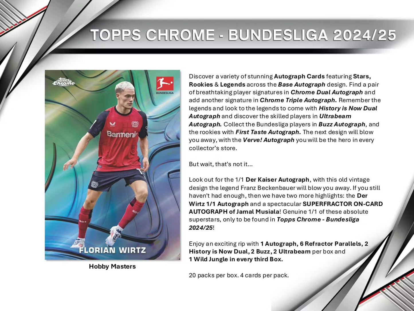 Topps Chrome Bundesliga 2024/25 Soccer Hobby Box
