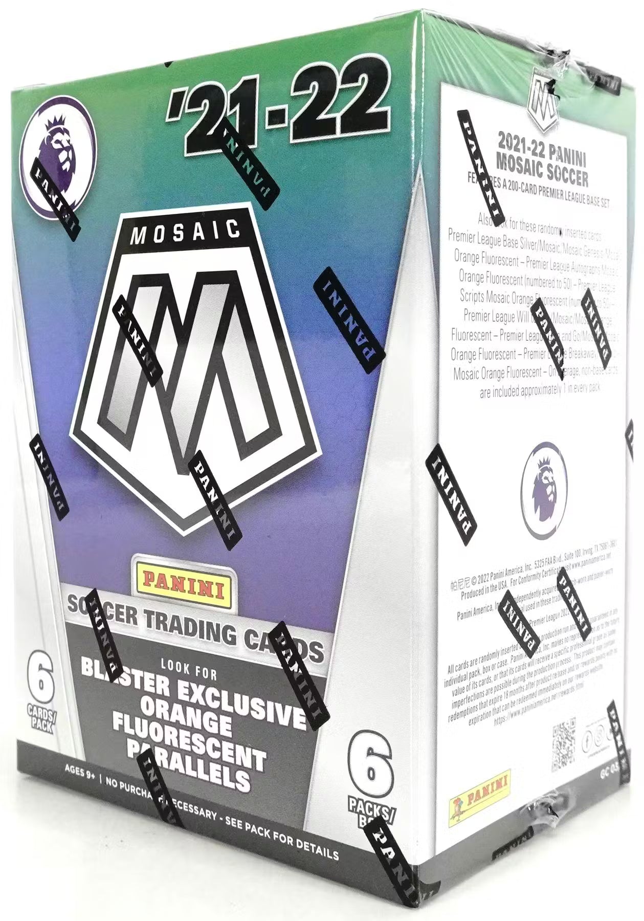 Panini Mosaic 2021/22 Premier League EPL Soccer 6-Pack Blaster Box (Orange Parallels!)