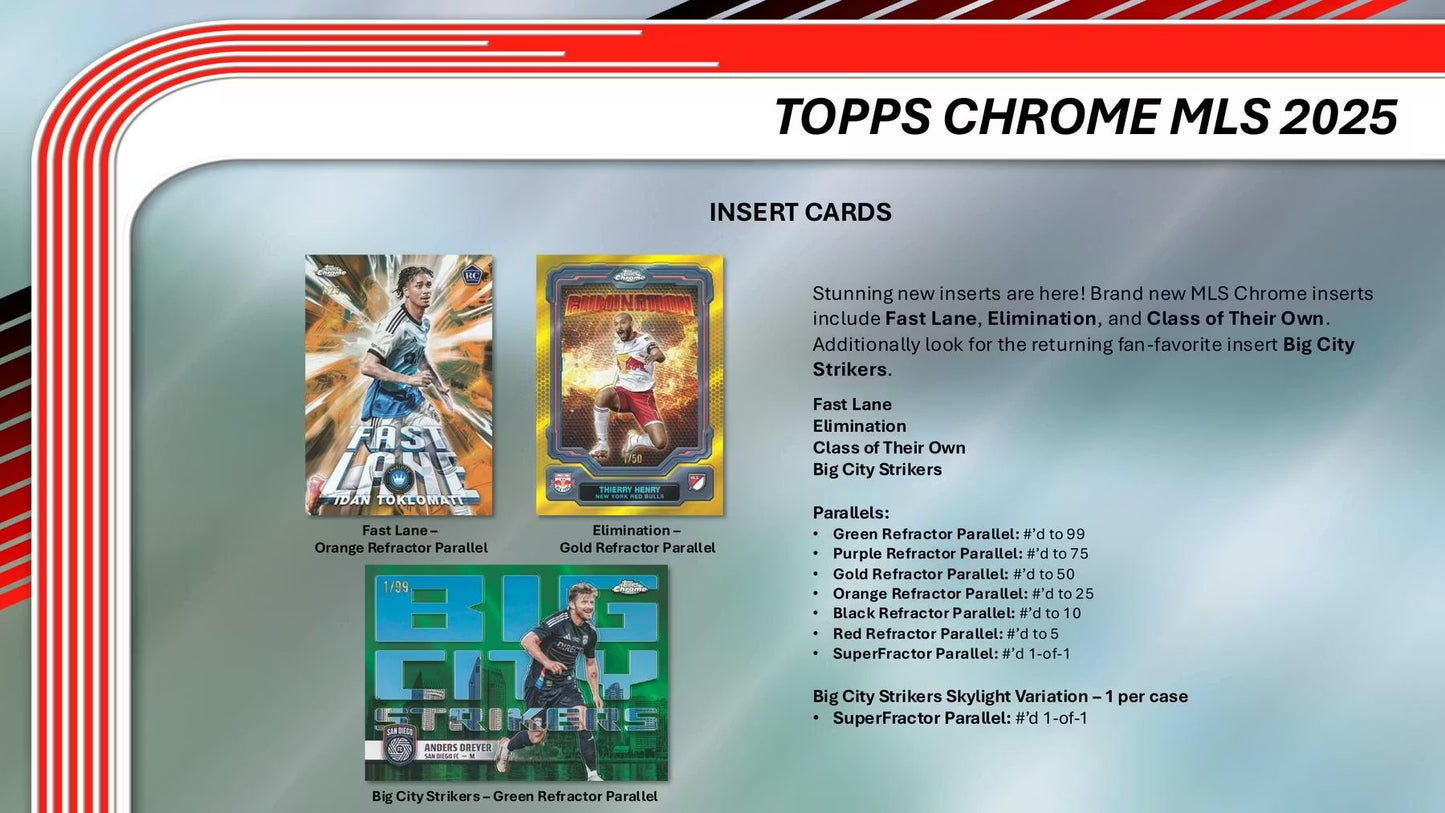 Topps Chrome 2025 MLS Major League Soccer Blaster Box