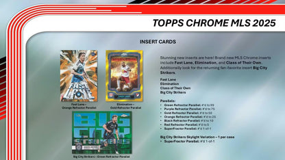 Topps Chrome 2025 MLS Major League Soccer Blaster Box