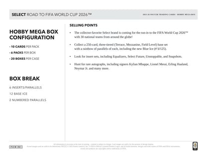 Panini Select 2026 Road to FIFA World Cup Soccer Mega Hobby Box