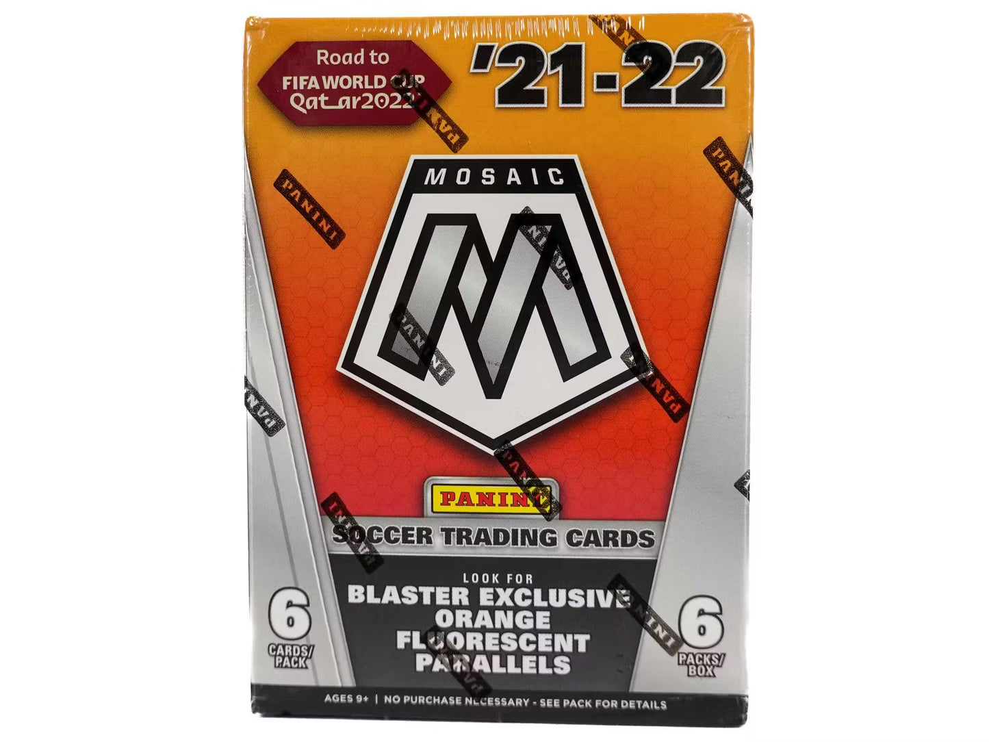Panini Mosaic 2021/22  Road to FIFA World Cup Soccer 6-Pack Blaster Box (Orange Fluorescent Parallels!)