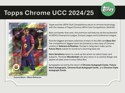 Topps Chrome UEFA Club Competitions 2024/25 Soccer Blaster Box