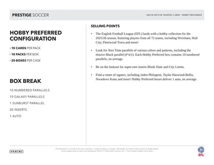 2025/26 Panini Prestige EFL Soccer Hobby Preferred