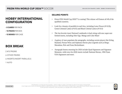 Panini Prizm 2026 FIFA World Cup Soccer Hobby International