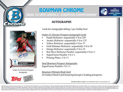 Topps Bowman Chrome 2022 Road to UEFA Under-21 European Championship Soccer Hobby Box
